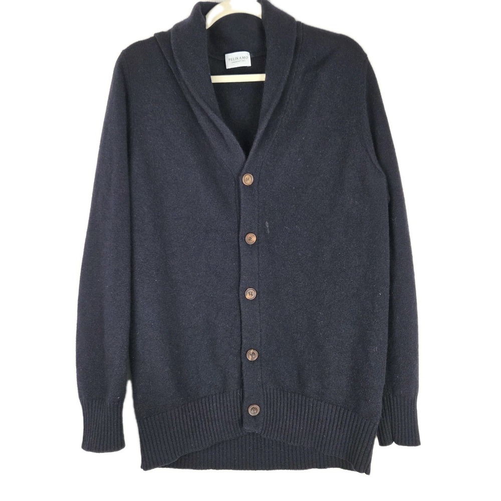 Pelikamo zurich mens cashmere button front grandpa sweater cardian cowl neck Med
